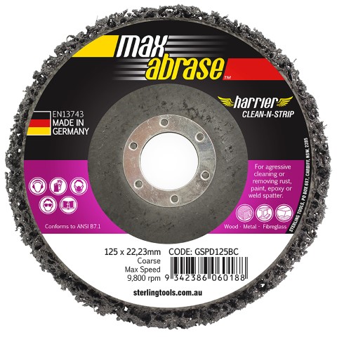 MAX ABRASE SURFACE PREPARATION CLEAN AND STRIP DISC 115MM BLACK COARSE